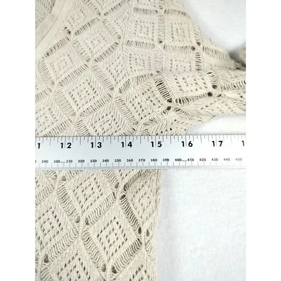 Trina Turk Sweater Dress Womens Small Tan Manzanillo Fringe Hem Minimalist Basic